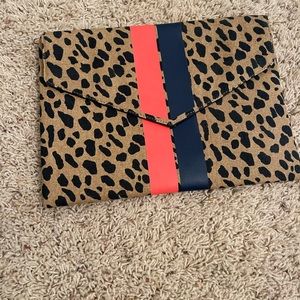 Stella & Dot Leopard/Stripe Clutch Never Used